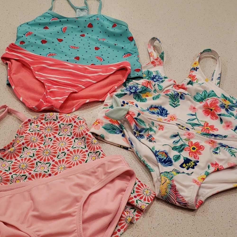 THREE Old Navy Girls 2 piece swimsuits